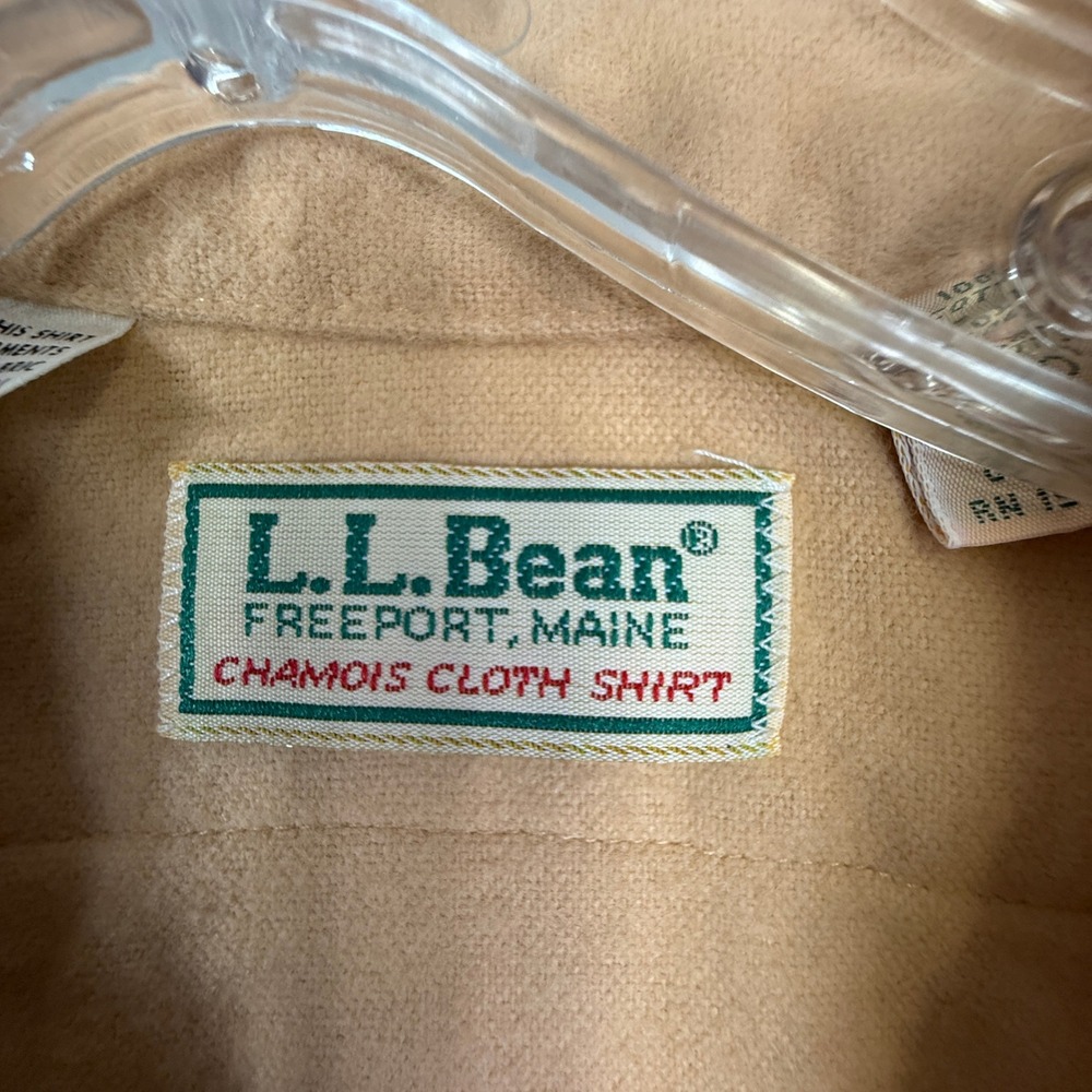Vintage L.L. Bean Chamois Cloth Shirt Mens Tan Cotton Button Front USA‎ Made - Picture 3 of 9